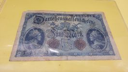 Historischer Darlehenskassenschein 5 Mark 1914