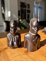 Zwei afrikanische Holzfiguren Büsten gebraucht guter Zustand