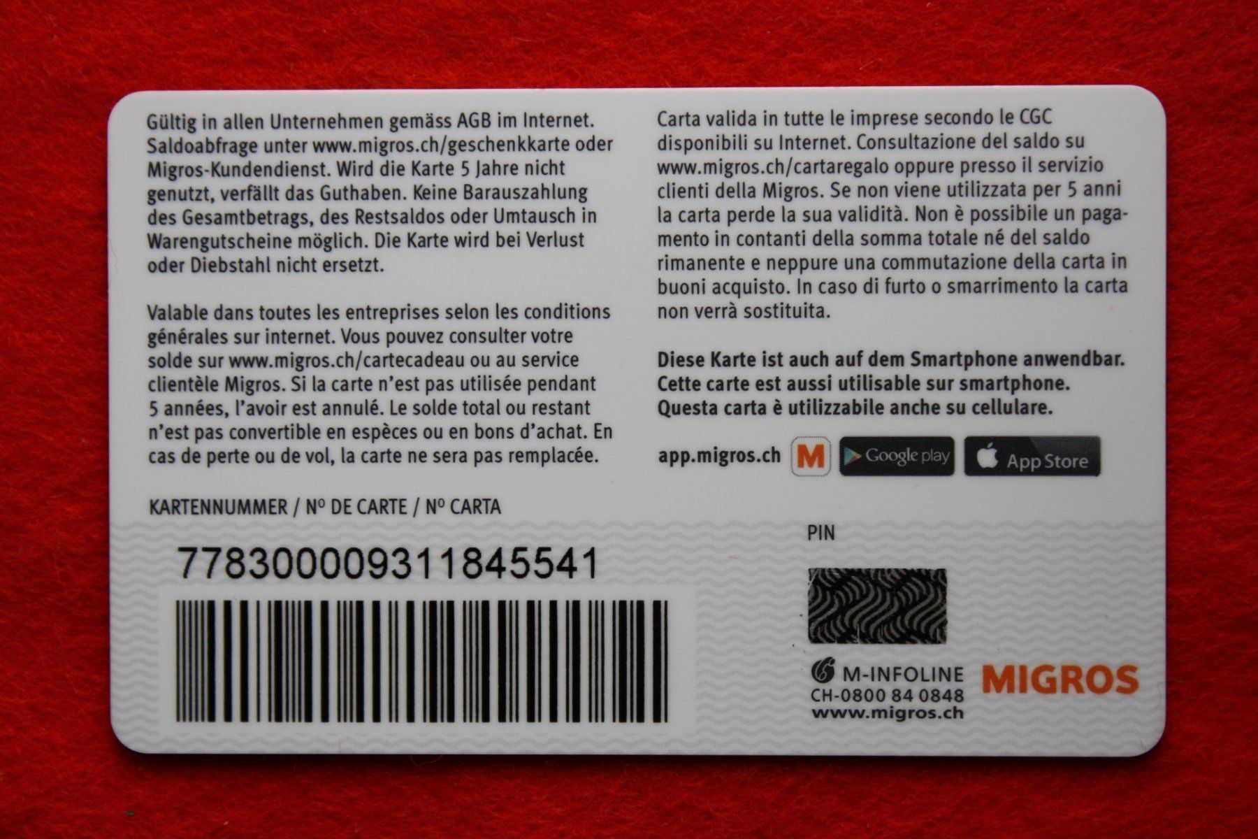 Cartes: geschenkkarte – D'occasion à Laupen BE par Gufi57 1