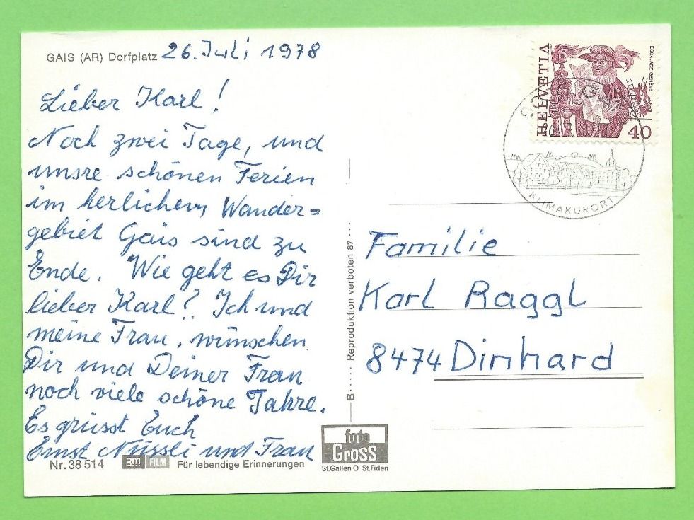 Cartoline postali: Gais (AR) Dorfplatz – Usato da Zürich venduto da t24_de 1