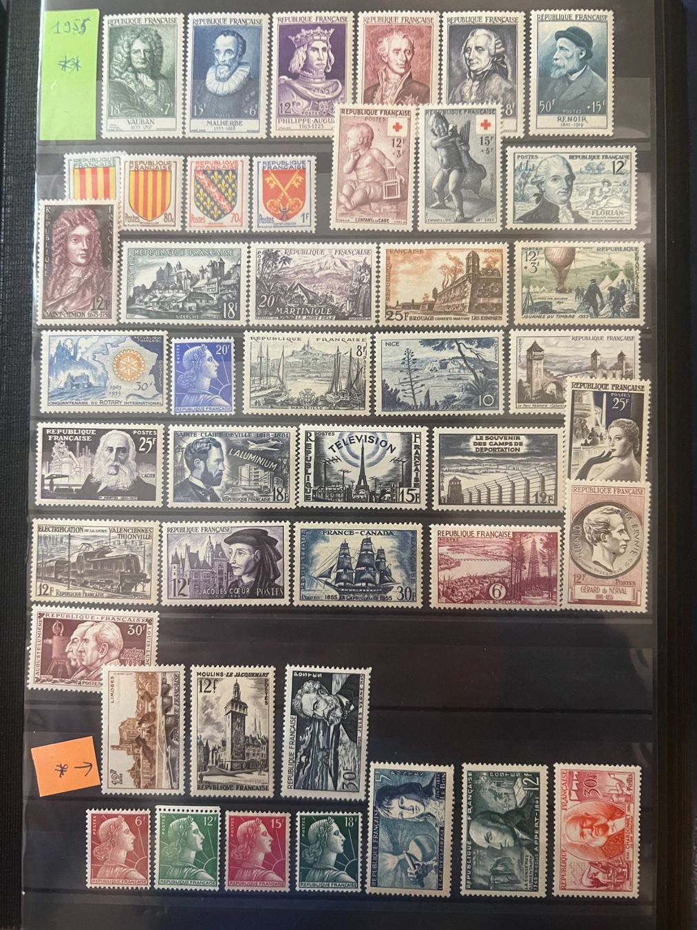 Tous les timbres: () 1955 Année complète Neufs** – Neuf avec emballage d'origine à Lausanne par ffhoud