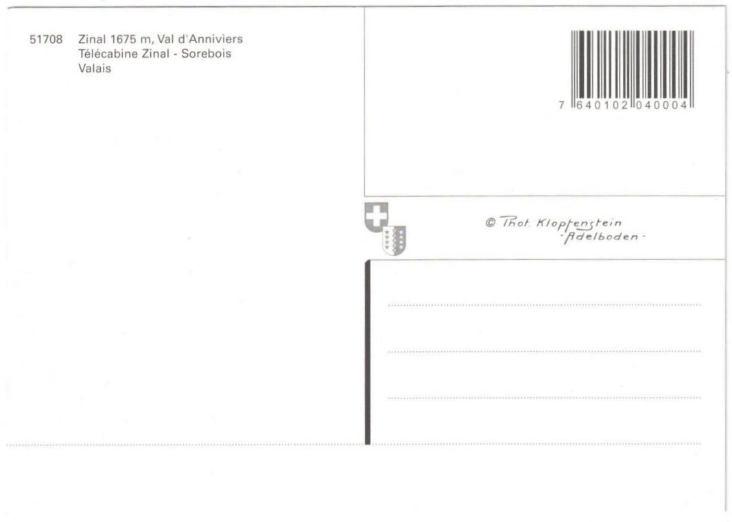 Cartoline postali: Zinal - Luftseilbahn Sorebois – Usato da Binningen venduto da Mountainrider 1