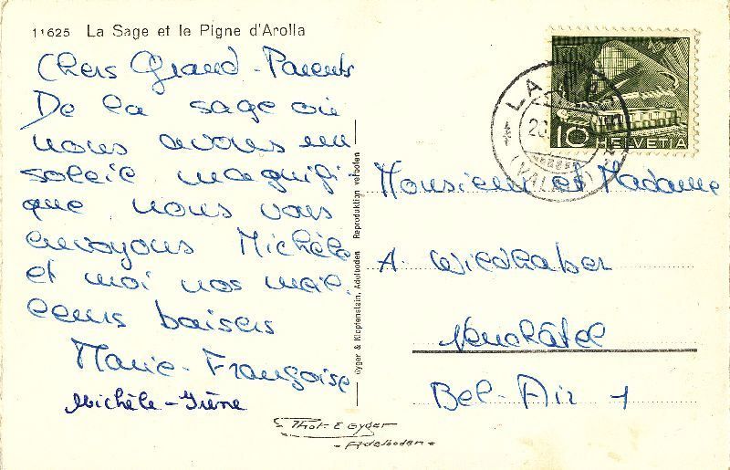 Cartoline postali: La Sage - Arolla + c1960 – Usato da Emmenbrücke venduto da teestube 1