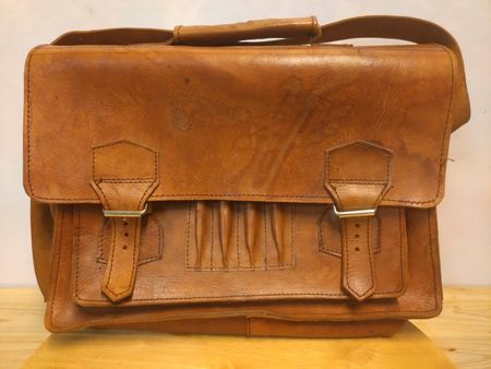 Sacoche en cuir marron avec bandoulière Vintage 70's