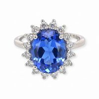 Tansanit-Ring 14k Weissgold 3,97ct