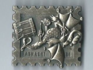 Basler Plaketten & Abzeichen: Fasnachtsplakette Basel, "Blaggedde" 1984 (Silber) – Gebraucht aus Zürich von t24_de