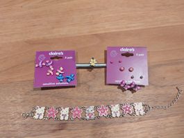 Claire's Schmuckset: Ohrringe, Ring & Armband, Top Zustand!