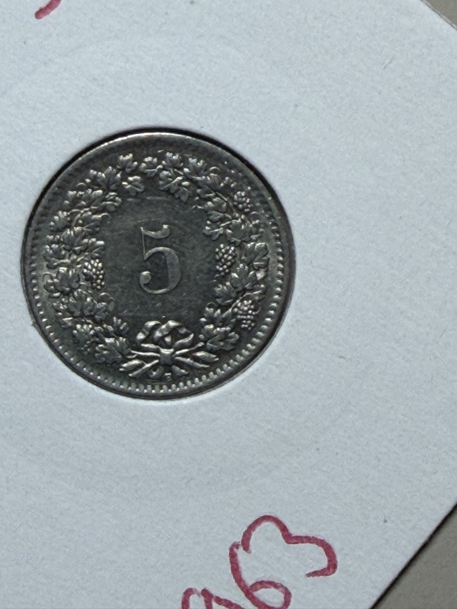 Alle Münzen: CH - 5 cts - 1963 – Gebraucht aus Payerne von Mike1682