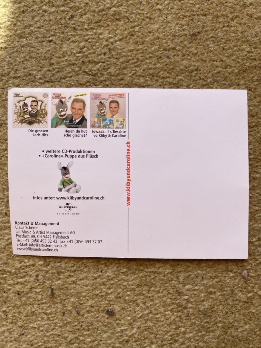 Ansichtskarten: Kliby und Caroline - Postkarte handsigniert – Neu (gemäss Beschreibung) aus Dübendorf von Montclair 1