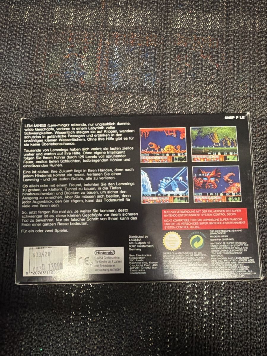 Nintendo Giochi: Lemmings Super Nintendo PAL Version – Usato da Bülach venduto da ran_kqm8 1