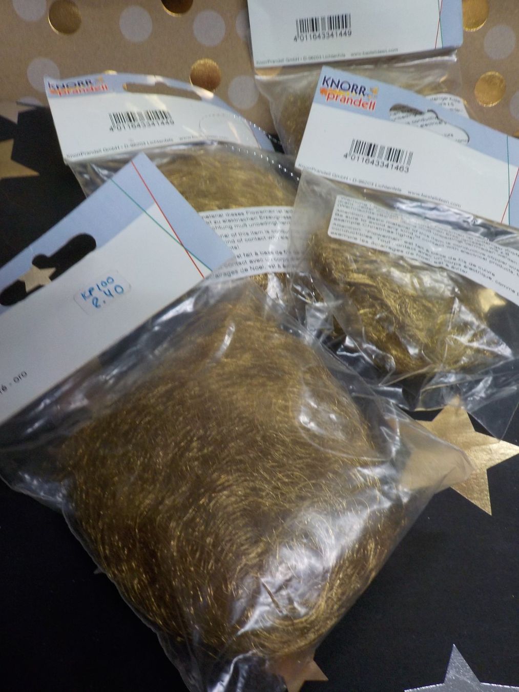 Tutte le decorazioni: 5 Päckli goldene Engelshaare – Nuovo e nell'imballaggio originale da Muri b. Bern venduto da Eventverkauf