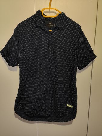 Scotch & Soda Hemd kurzarm blau mit Punkten Gr. M