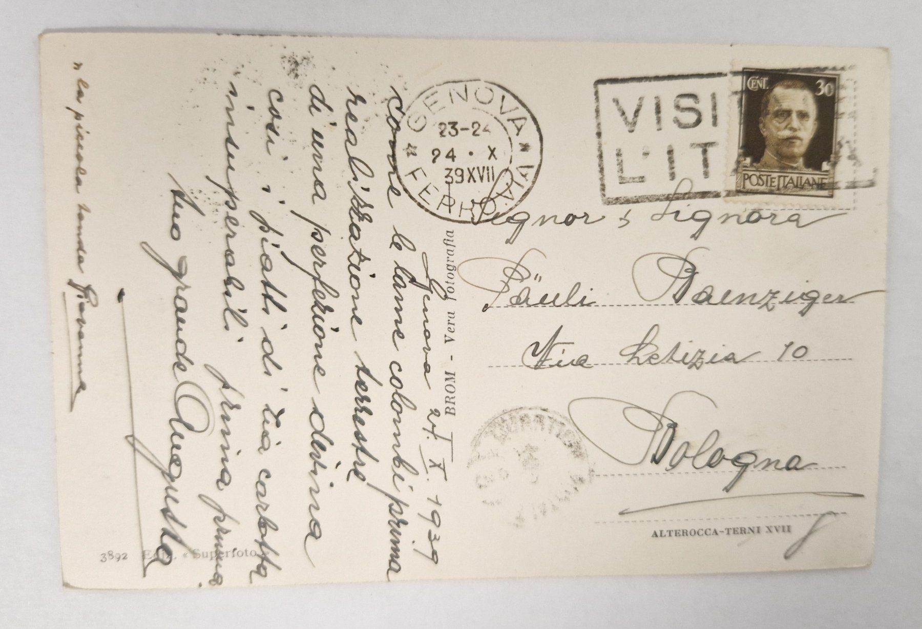 Cartoline postali: Genova, Panorama dal Righi, 1939 – Usato da Melchnau venduto da Arthurius 1
