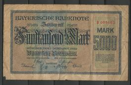 BAYERISCHE BANKNOTE DER BAYERISCHEN NOTENBANK - 5.000 MARK