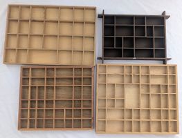 4er Set Holz-Setzkästen für Sammlerstücken - Setzkasten