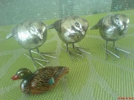 3 Vögeli und 1 Ente zum aufstellen
