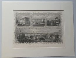 Grafik Ansicht Stich Souvenir von Frauenfeld Thurgau