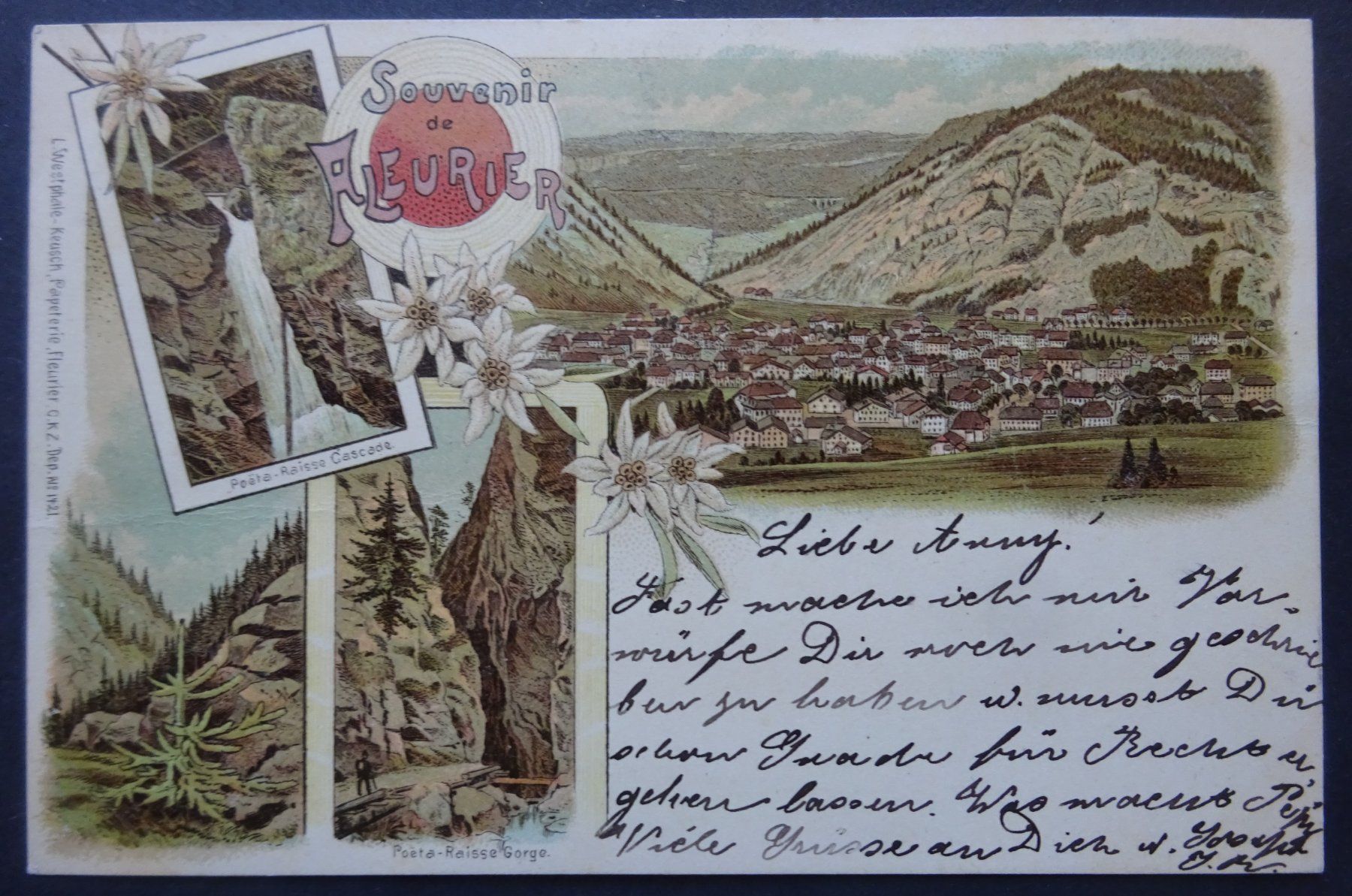 Ansichtskarten: Litho-Ansichtskarte 1898 / Fleurier (NE) – Gebraucht aus Watt von Oo2rup5