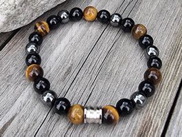 Herren Armband "Evan" Kraftsteine Energie Onyx Tigerauge