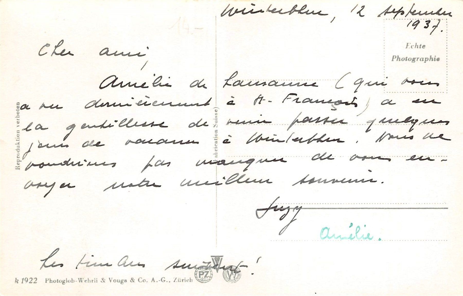 Cartoline postali: Winterthur – Usato da Ottikon b.Kemptth. venduto da Neptun1974 1