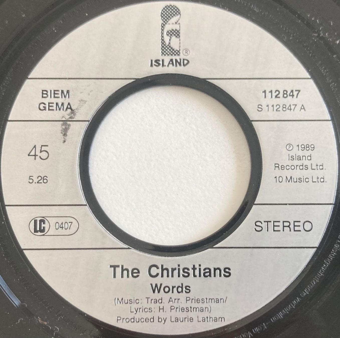 Dischi in vinile: THE CHRISTIANS - WORDS – Usato da Poliez-Pittet venduto da Newtown-Records 2
