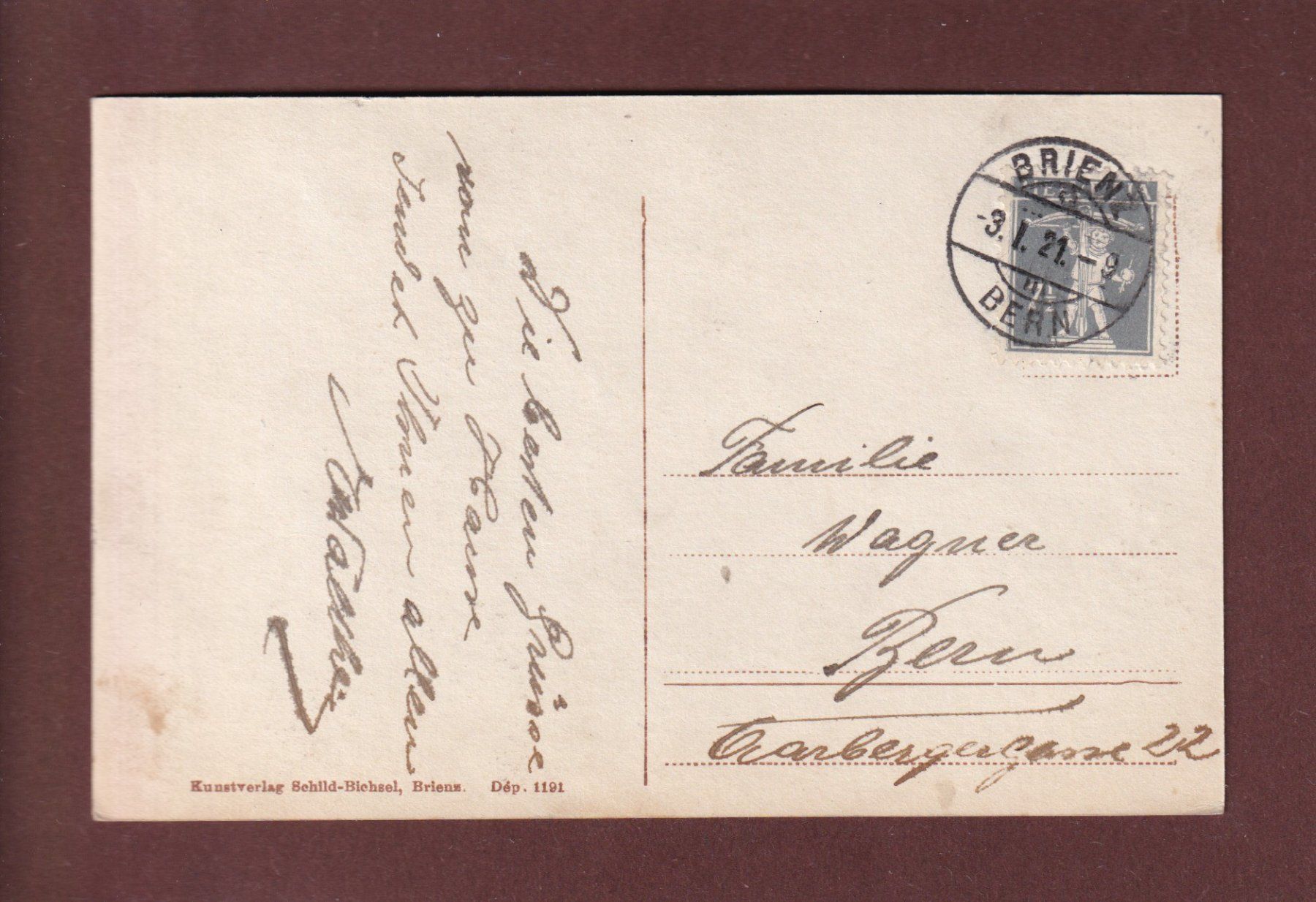 Cartoline postali: BRIENZ - Hasliberge - 1921 – Usato da Pully venduto da nicecards 1