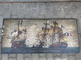 Tableau ancien représentant des navires  100 CHF