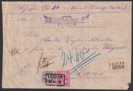 1882, 50 Rp. Fahrpost von LUZERN nach STANS NW