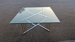 Tisch Glasplatte Metallgestell quadratisch Zustand ok