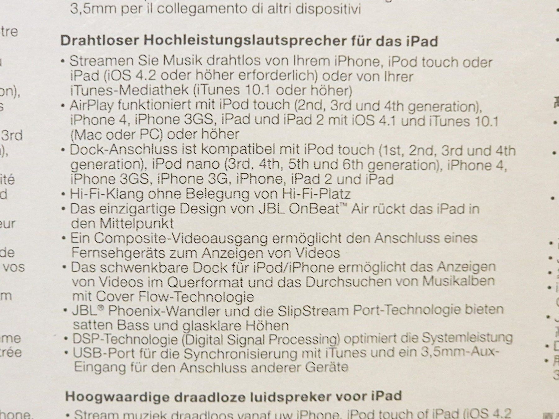 JBL Lautsprecher: JBL OnBeat Air Wireless Speaker (2011) – Neu (gemäss Beschreibung) aus Basel von Restwert_Basel 8