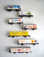 7 x Märklin Eisenbahnwagen mit Werbeaufschrift Spur H0 WS