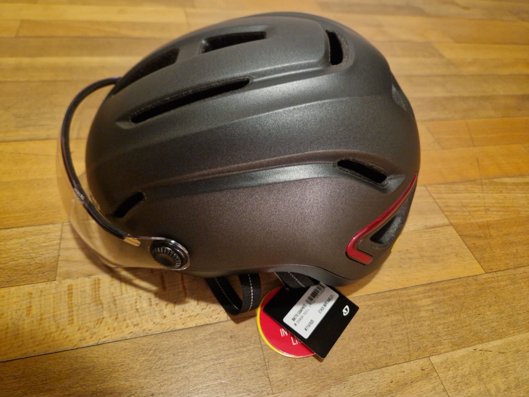Fahrradhelm grau mit Visier /Licht Blinkerfunkt. Gr.L NEU (Neuf (Voir ...