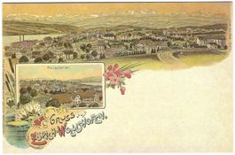 Alte Lithokarte Reproduktion Zuerich Wollishofen um 1900