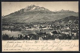 AK Luzern, Teilansicht mit Pilatus, 1905