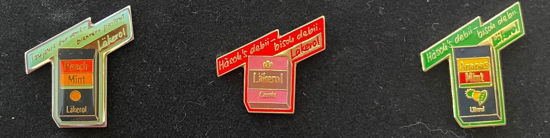 Placchette & Badge: 3 Pins von Läckerol - 90er – Nuovo e nell'imballaggio originale da Zell ZH venduto da johsu79
