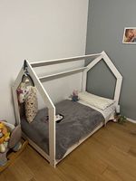 Letto in legno bianco Montessori + Materasso 80 x 160 cm