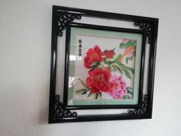Bild Seide Stickerei. Spruch Wohlstand+Liebe+Zuneigung China