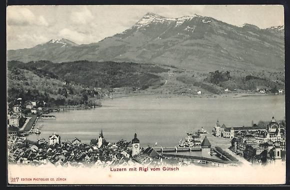 Cartoline postali: AK Luzern, Panorama mit Rigi vom Gütsch – Usato da Berlin venduto da bartko-reher