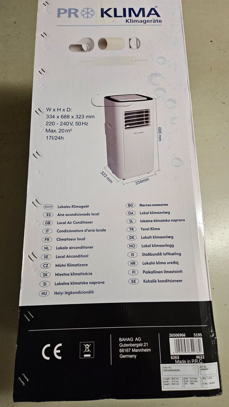 Condizionatori: Mobile Klimaanlage PROKLIMA JHS-A019-07KR2/E-W – Usato da Wangs venduto da A_good 6