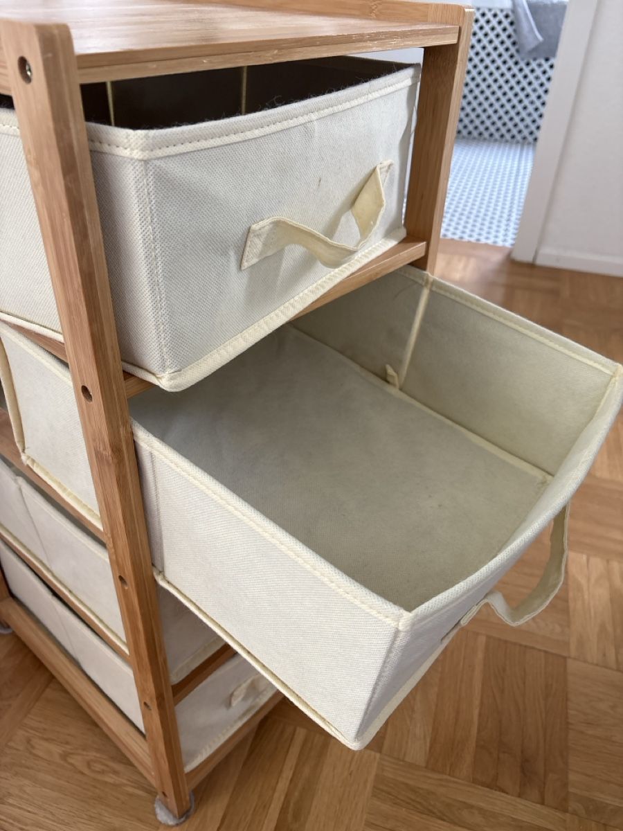 Cassettiere: Schubladenschrank mit 4 Stoffschubladen hellbeige – Usato da Zürich venduto da mic_978d 2
