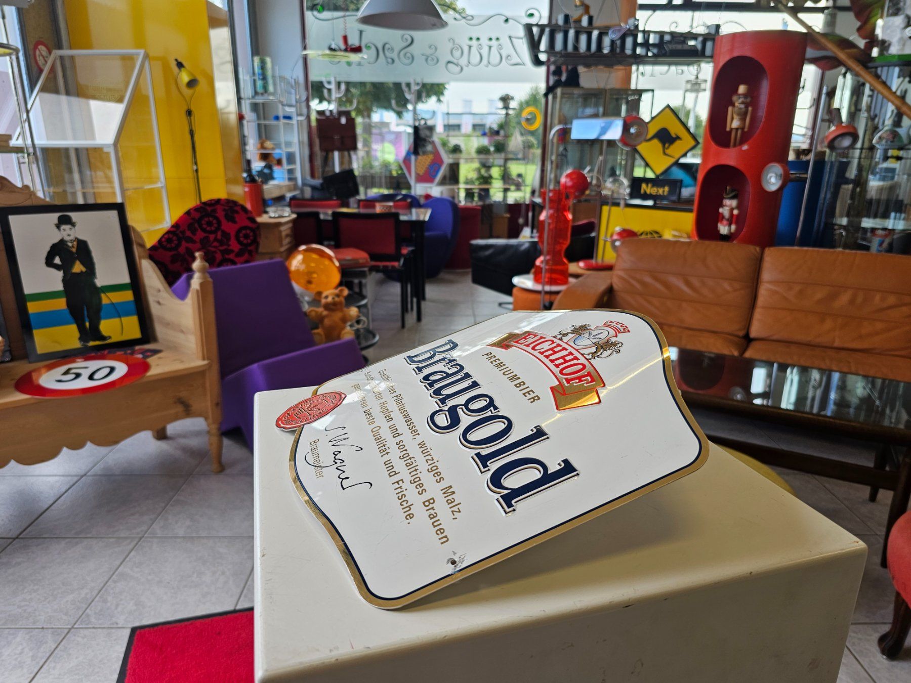 Eichhof Insegne: Eichhof Braugold Blechschild Alu-Westiform Bierwerbung 1/2 – Usato da Nottwil venduto da Wondewa-Shop 7