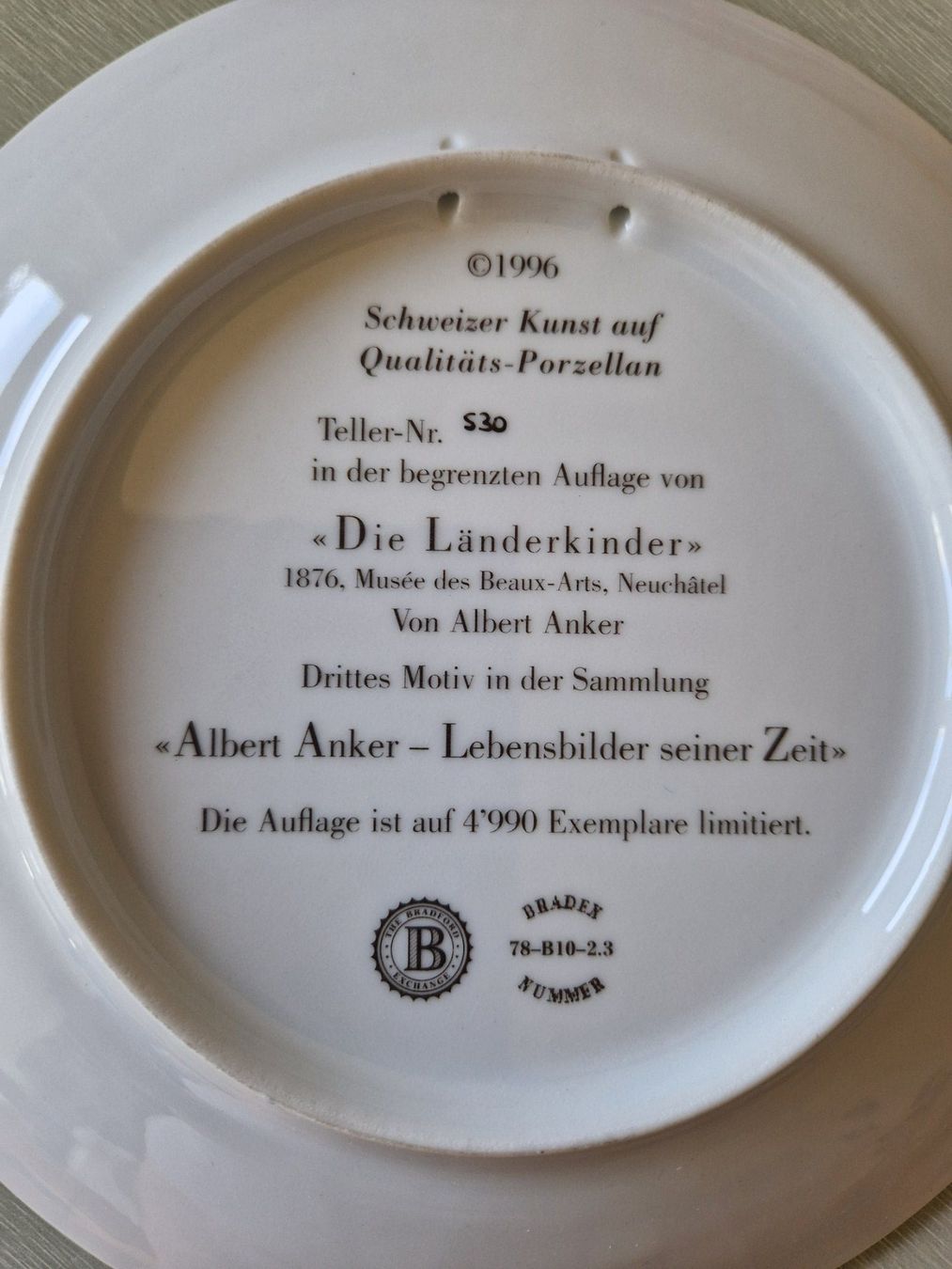 Piatti: Albert Anker, Die Länderkinder – Usato da Münchenbuchsee venduto da Aare22 2