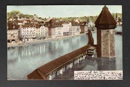 AK Luzern Stadt mit Kapellbrücke