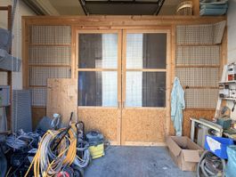 Schiebetür Holz OSB mit Glasfüllung guter Zustand