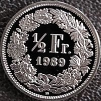 50 Rappen 1989 pp / aus Münzsatz  / in einer Münzkapsel