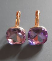 Elegante Ohrringe lila Kristall Steine Vintage Look