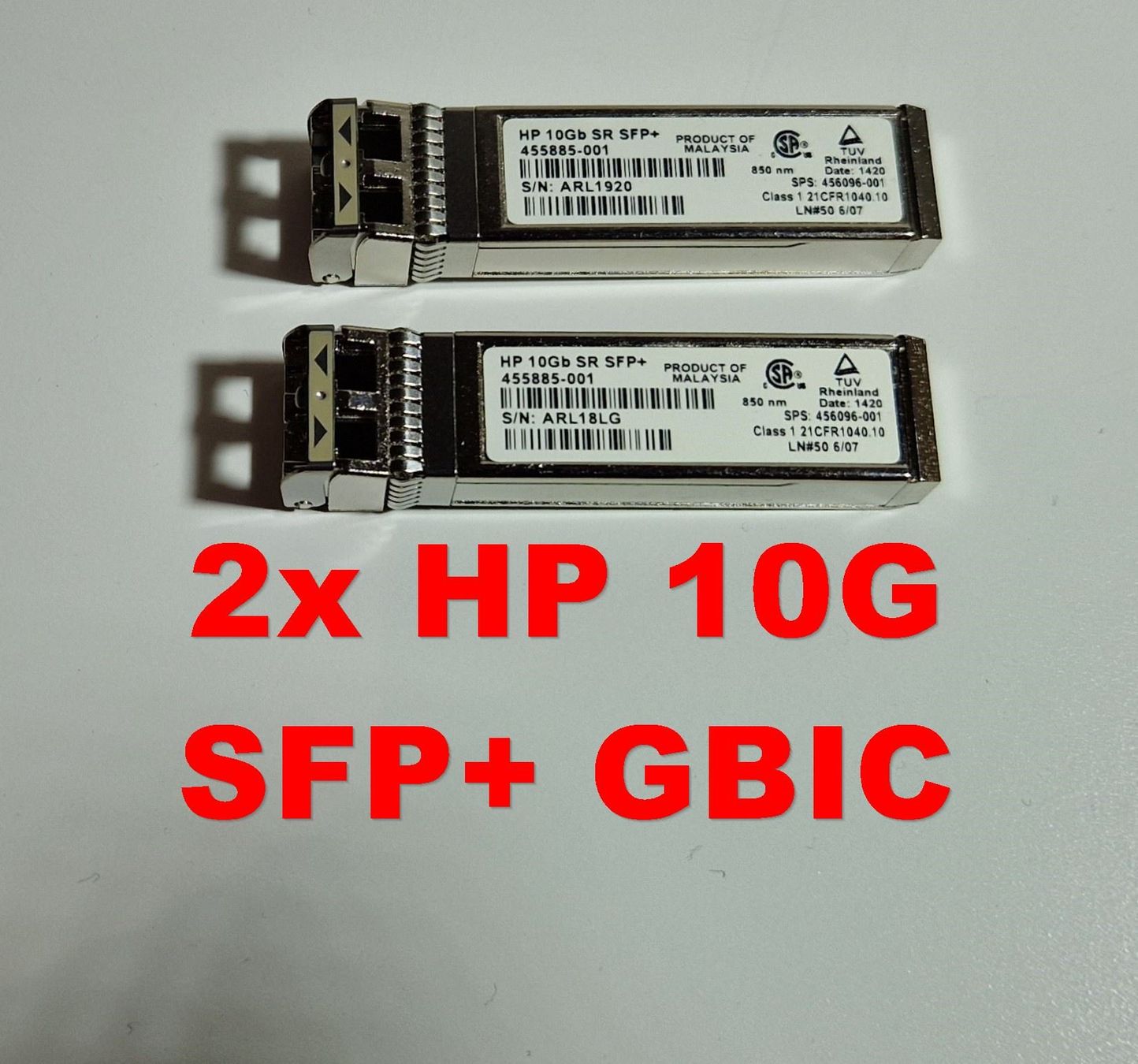 2 Stk. HP/HPE 10G/GB SFP+ GBIC Transceiver Modul 455885-001 (Gebraucht ...