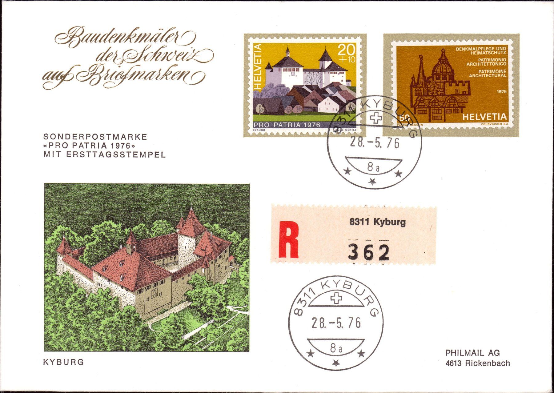Alle Briefmarken: 1976 schönes Pro Patria Set – Gebraucht aus Eggersriet von stamp303 2