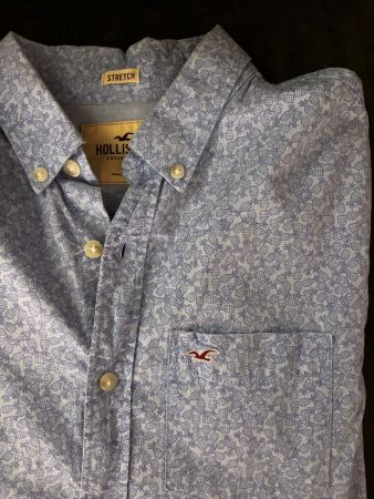 Hollister Hemd, hellblau mit Ananas Muster, Grösse M