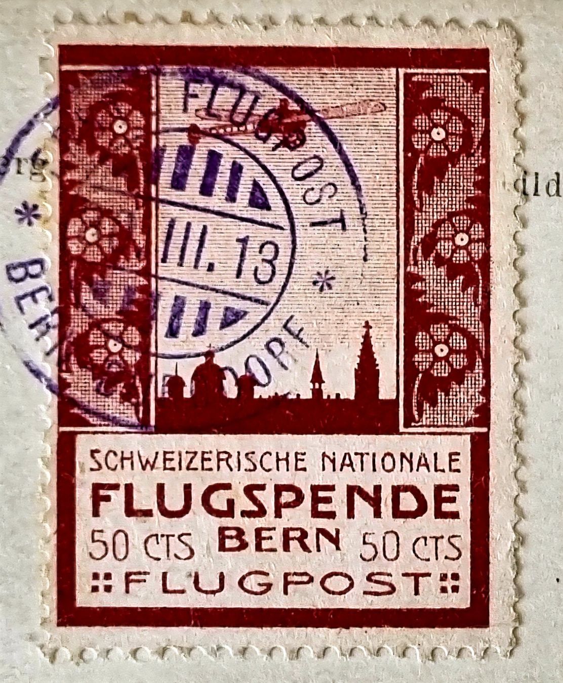 Cartoline postali: Bern - Flugplatz - Oskar Bider - Aviatik - Flugpoststempel – Usato da Rothrist venduto da RROENK 3
